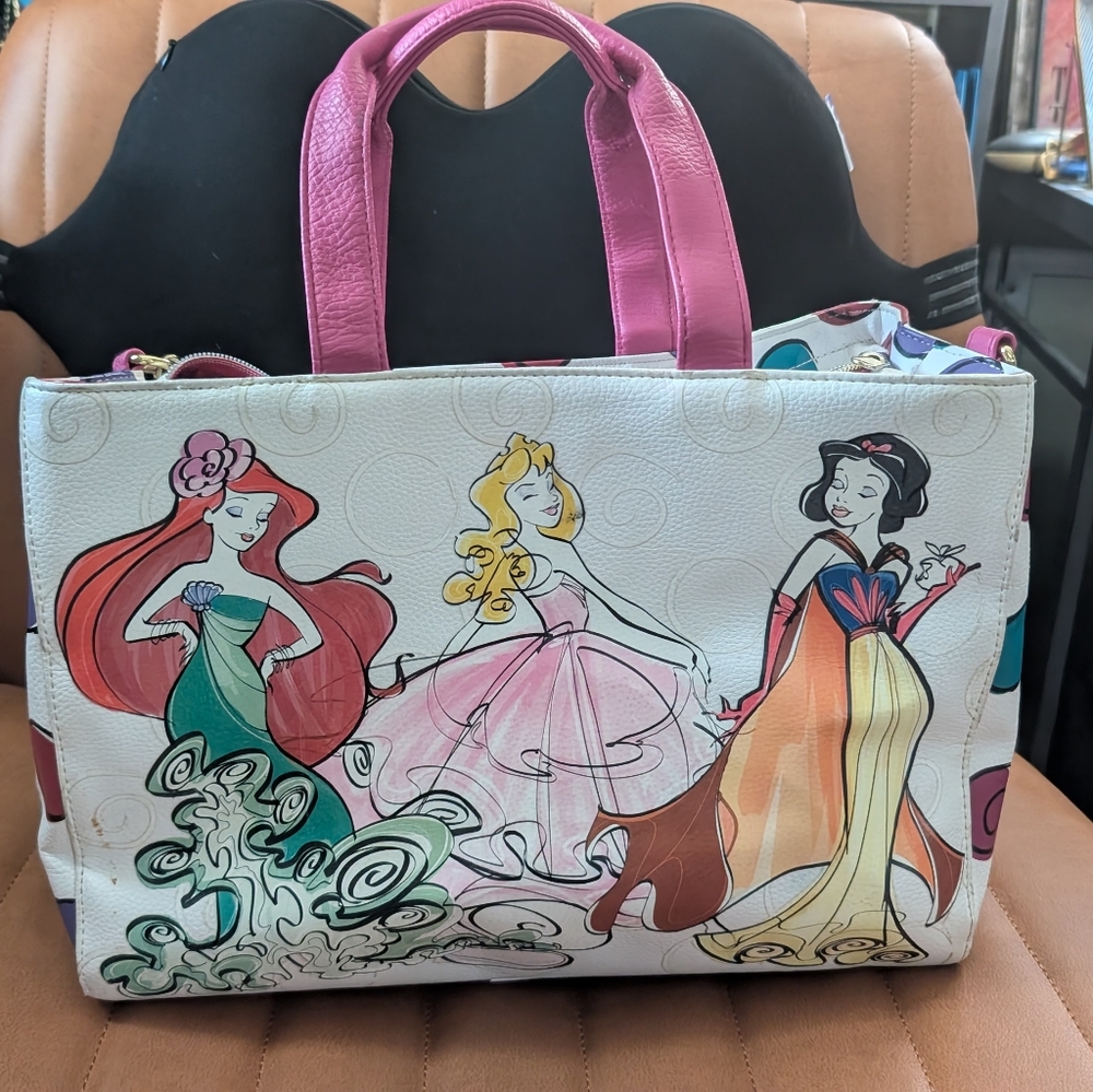 Official Disney Parks Disney Princess Tote Bag with Pink and White Accents